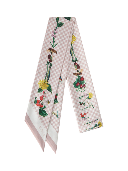 Mulberry Riverside Floral Skinny Scarf, Blossom Pink
