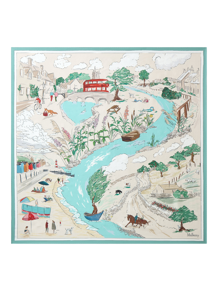 Mulberry Town and Country Pure Silk Large Square Scarf, Multi Colour, Multi Colour
