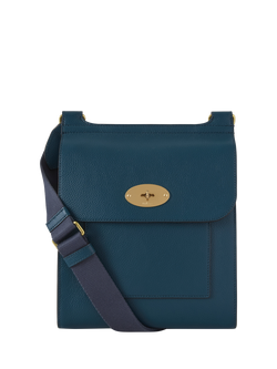 Mulberry Antony Small Classic Grain Leather Satchel, Blue Ocean, Blue Ocean