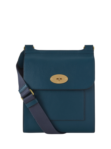 Mulberry Antony Small Classic Grain Leather Satchel, Blue Ocean, Blue Ocean