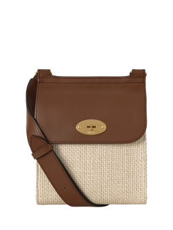 Mulberry Antony Raffia and Leather Messenger Bag, Ecru/Bright Oak, Ecru/Bright Oak
