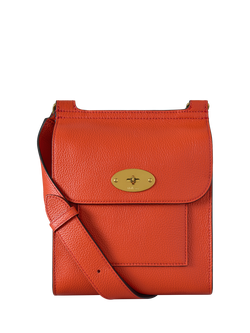 Mulberry Antony Leather Messenger Bag, Coral Orange, Coral Orange
