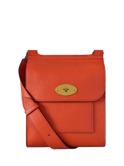 Mulberry Small Antony Leather Messenger Bag, Coral Orange, Coral Orange