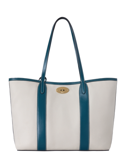 Mulberry Bayswater Canvas Tote Bag, Natural/Out Of The Blue, Natural/Out Of The Blue