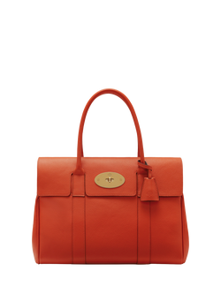 Mulberry Heritage Bayswater Leather Handbag, Coral Orange, Coral Orange