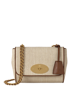 Mulberry Lily Raffia and Leather Shoulder Bag, Ecru/Bright Oak, Ecru/Bright Oak