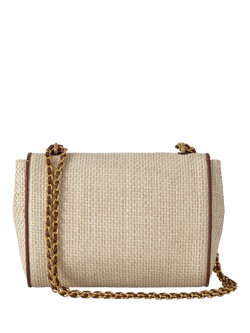 Mulberry Lily Raffia and Leather Shoulder Bag, Ecru/Bright Oak - view 2, Ecru/Bright Oak
