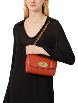 Mulberry Lily Leather Shoulder Bag, Coral Orange - view 2, Coral Orange