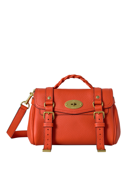 Mulberry Mini Alexa Heavy Grain Leather Cross Body Bag, Coral Orange