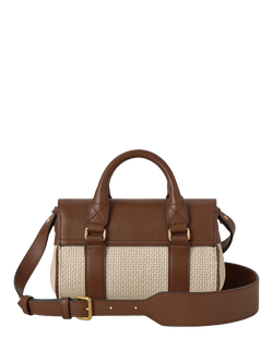 Mulberry Mini Bayswater Raffia Satchel Handbag, Ecru/Bright Oak - view 2, Ecru/Bright Oak