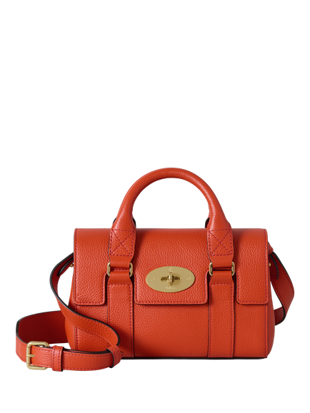 Mulberry Mini Heritage Bayswater Leather Shoulder Bag, Coral Orange