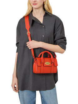 Mulberry Mini Heritage Bayswater Leather Shoulder Bag - view 2, Coral Orange