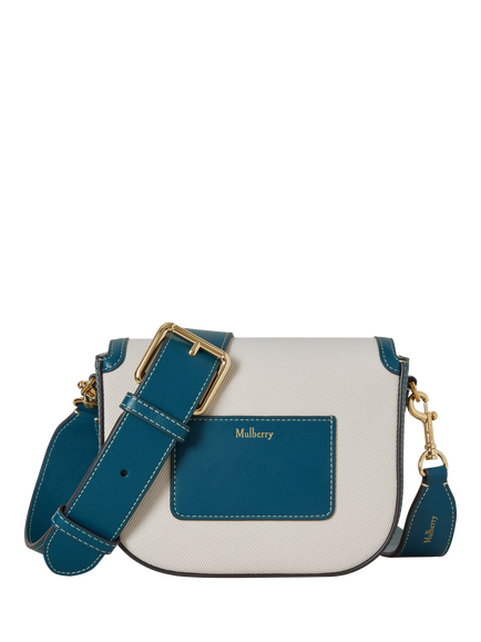 Mulberry Small Darley Satchel Canvas, Natural - view 2, Natural/Out Of The Blue