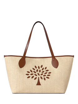 Mulberry Small Tree Raffia Tote Bag, Ecru/Bright Oak, Ecru/Bright Oak