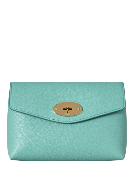 Mulberry Darley Small Classic Grain Leather Small Cosmetic Pouch, Marina Blue, Marina Blue