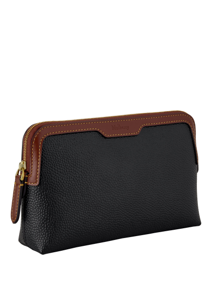 Mulberry Small Cosmetic Pouch - view 2, Black/Cognac