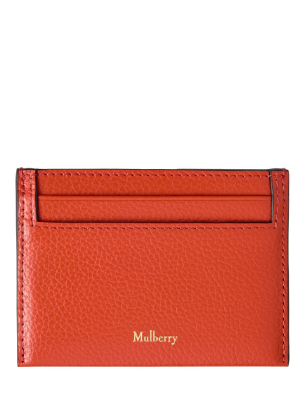 Mulberry Continental Small Classic Grain Leather Credit Card Slip, Coral Orange