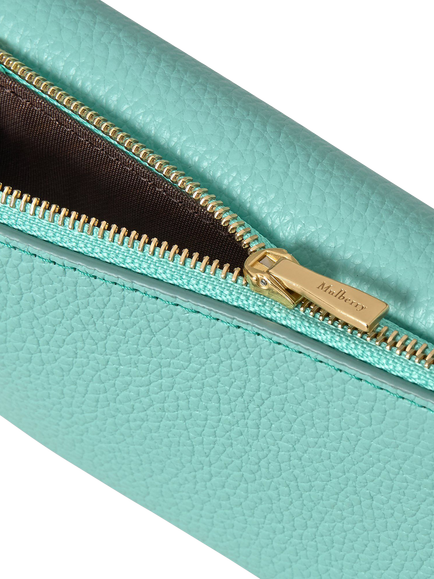 Mulberry Darley Small Classic Grain Leather Folded Multi-Card Wallet - view 2, Marina Blue