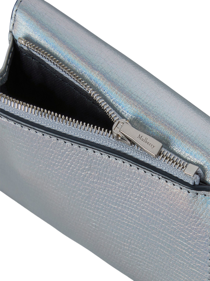 Mulberry Folded Multi Card Leather Wallet, Silver - view 2, Silver
