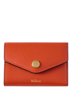 Mulberry Leather Folded Multi Card Wallet, Coral Orange, Coral Orange