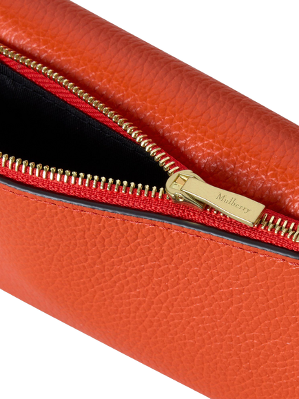 Mulberry Leather Folded Multi Card Wallet, Coral Orange - view 2, Coral Orange