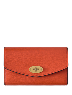 Mulberry Darley Medium Classic Grain Leather Wallet, Coral Orange