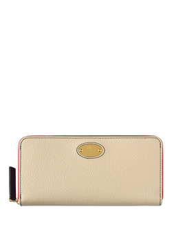 Mulberry Plaque Leather Zipped Purse, Eggshell/Coral Orange, Eggshell/Coral Orange