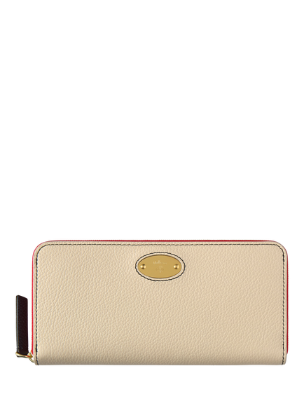 Mulberry Plaque Leather Zipped Purse, Eggshell/Coral Orange
