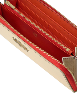 Mulberry Plaque Leather Zipped Purse, Eggshell/Coral Orange - view 2, Eggshell/Coral Orange