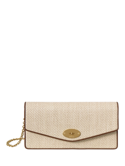 Mulberry Darley Raffia Clutch Bag, Ecru/Bright Oak, Ecru/Bright Oak