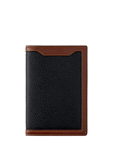 Mulberry Leather Passport Cover, Black/Cognac