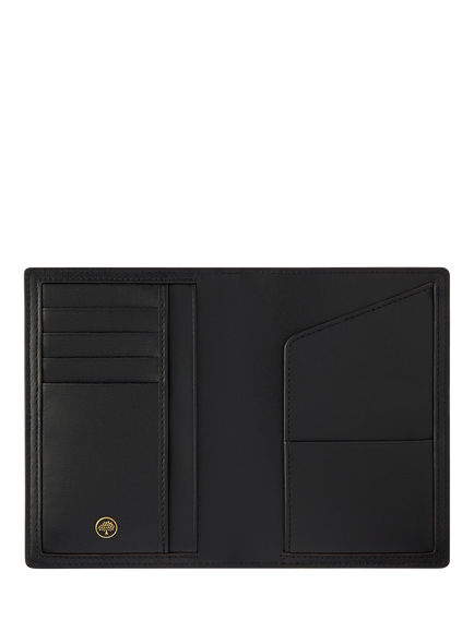 Mulberry Leather Passport Cover - view 2, Black/Cognac