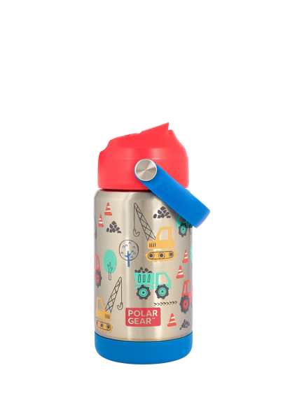 Polar Gear Kids' Colour Block Construction Drinks Bottle, 370ml, Multi - view 2, Stainless Steel