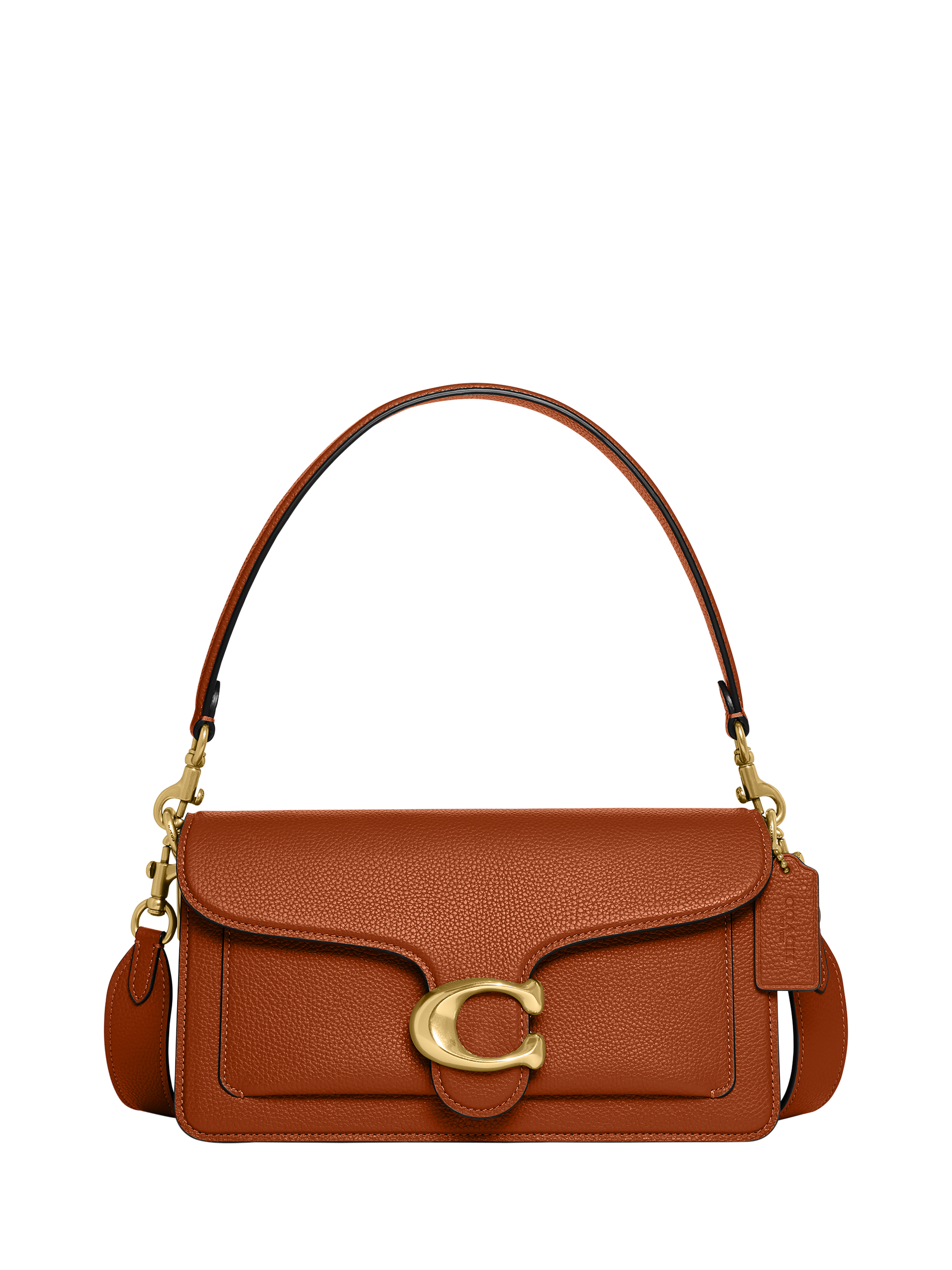 Coach Tabby 26 Pebbled Leather Shoulder Bag, Amber Brown