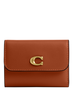 Coach Essential Leather Card Holder Wallet, B4/Amber Brown, B4/Amber Brown