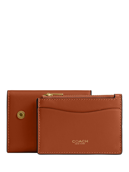 Coach Essential Leather Card Holder Wallet, B4/Amber Brown - view 2, B4/Amber Brown