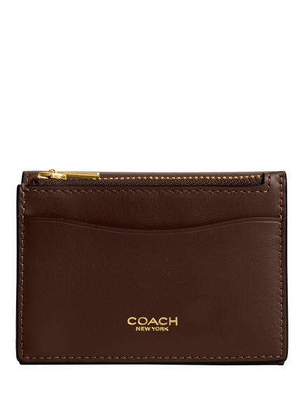 Coach Essential Leather Card Holder Wallet, Maple - view 2, B4/Maple