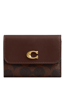 Coach Essential Leather Signature Print Card Holder Wallet, Maple, B4/Maple