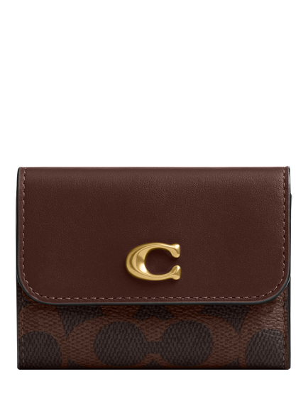 Coach Essential Leather Signature Print Card Holder Wallet, Maple, B4/Maple