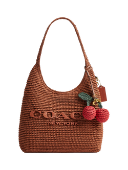 Coach Woven Cherry Bag Charm, Multi - view 2, B4/Multi