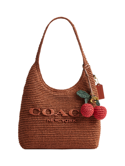 Coach Woven Cherry Bag Charm, Multi - view 2, B4/Multi