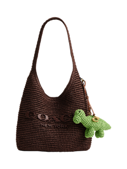 Coach Straw Dino Bag Charm, Multi - view 2, B4/Multi