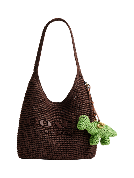 Coach Straw Dino Bag Charm, Multi - view 2, B4/Multi