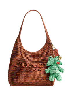 Coach Woven Frog Bag Charm, Multi - view 2, B4/Multi