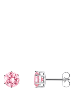 THOMAS SABO Large Cubic Zirconia Stud Earrings, Silver/Pink, Silver/Pink