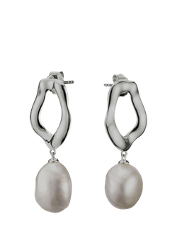 THOMAS SABO Freshwater Pearl Earrings, Silver/White, Silver/White