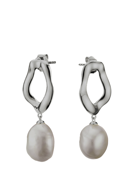 THOMAS SABO Freshwater Pearl Earrings, Silver/White, Silver/White