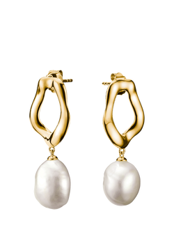 THOMAS SABO Freshwater Pearl Earrings, Gold/White, Gold/White