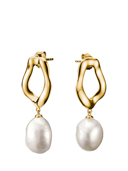 THOMAS SABO Freshwater Pearl Earrings, Gold/White, Gold/White