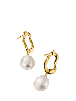 THOMAS SABO Freshwater Pearl Earrings, Gold/White - view 2, Gold/White